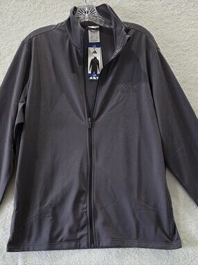 Adidas Tricot Track Jacket Men's Large Full Zip Stand Collar Gray  New NWT Dad